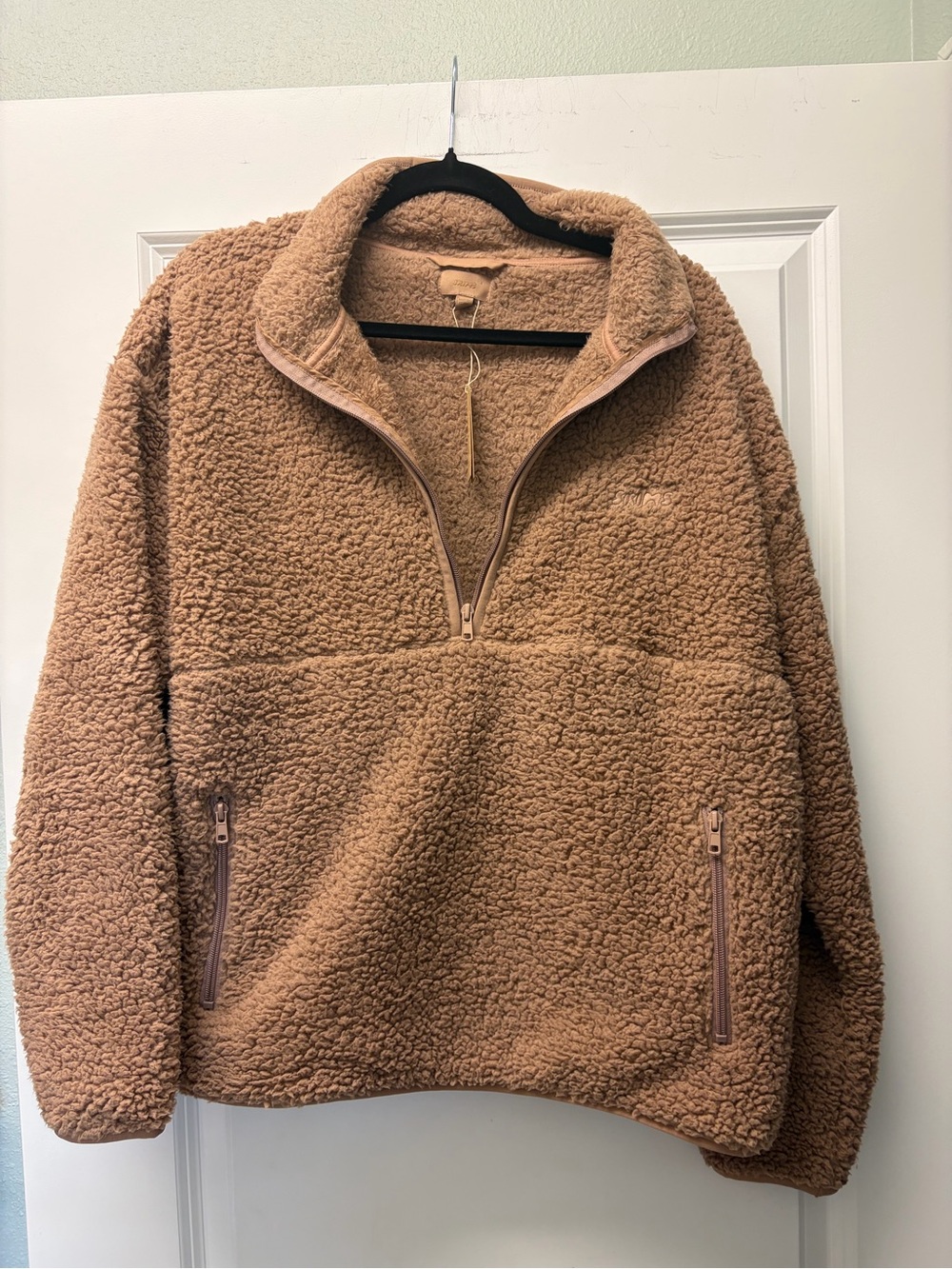 NWT SKIMS Sherpa Half-Zip Pullover Jacket - Camel